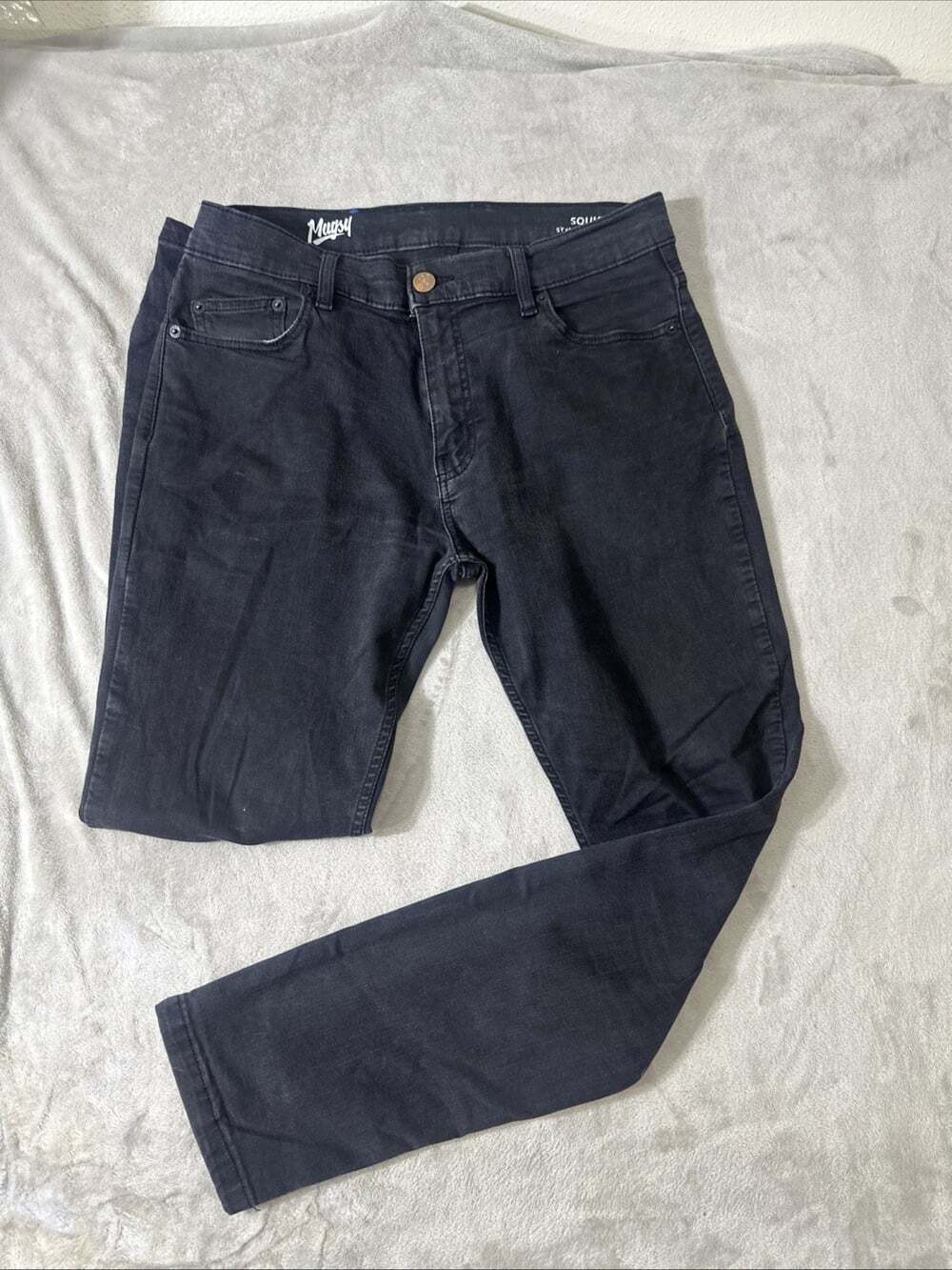 Mugsy Squid Ink Skinny Jeans Men’s 32x32 Black Stretch Denim